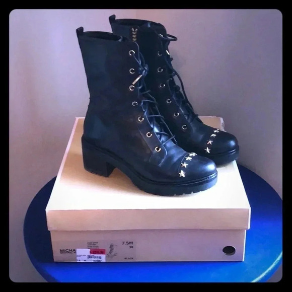 Michael Kors Cody/Leather Star Studded Boots